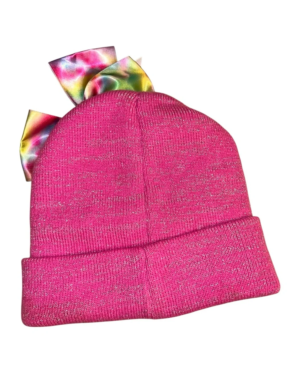 JoJo Siwa Pink Sparkling Beanie with Tie Dye Satin Bow